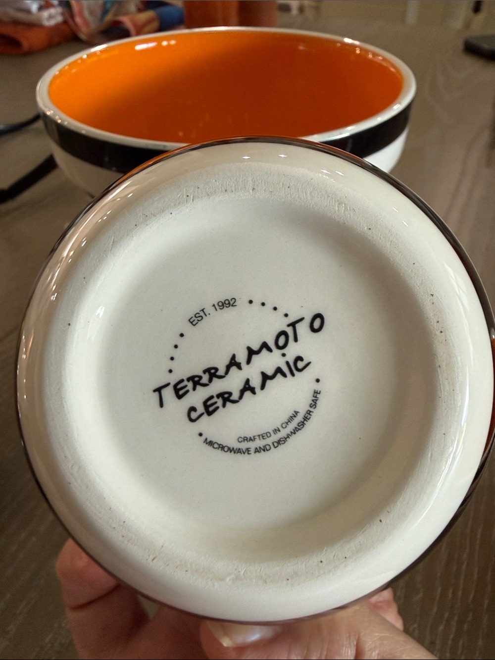 Orange/Black Striped Sm Mixing serving bowls Set of 3 Ceramic Nesting Bowls NWT - Picture 10 of 12